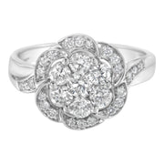 Bids.com 14K White Gold Floral Cluster Diamond Ring (1.0 Cttw, H-I Color, SI2-I1 Clarity) - Size 6 Rings White Smoke 7 / White.Gold,8 / White.Gold,7.5 / White.Gold,6.5 / White.Gold,6 / White.Gold