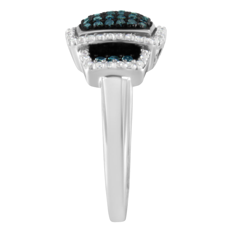 Bids.com Black Rhodium Plated .925 Sterling Silver 1/2 Cttw White & Blue Diamond Square Halo Cocktail Ring (Fancy Blue & H-I Color, I2-I3 Clarity) - SIze 6 Rings White Smoke 7 / White.Sterling Silver,8.5 / White.Sterling Silver,8 / White.Sterling Silver,7.5 / White.Sterling Silver,6.5 / White.Sterling Silver,6 / White.Sterling Silver