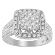 Bids.com 10K White Gold Diamond Cluster Ring (1 Cttw, H-I Color, SI2-I1 Clarity) - Size 6-1/2 Rings Gray 6.75 / White.Gold,7 / White.Gold,6.5 / White.Gold