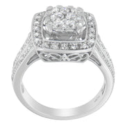 Bids.com 10K White Gold Diamond Cluster Ring (1 Cttw, H-I Color, SI2-I1 Clarity) - Size 6-1/2 Rings White Smoke 6.75 / White.Gold,7 / White.Gold,6.5 / White.Gold