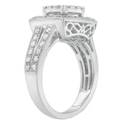 Bids.com 10K White Gold Diamond Cluster Ring (1 Cttw, H-I Color, SI2-I1 Clarity) - Size 6-1/2 Rings White Smoke 6.75 / White.Gold,7 / White.Gold,6.5 / White.Gold