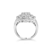 Bids.com 14K White Gold 1.0 Cttw Round & Baguette Cut Diamond Floral Cluster Quatrefoil Channel Set Band Cocktail Statement Ring (H-I Color, SI2-I1 Clarity) - Size 6-3/4 Rings White Smoke 7 / White.Gold,7.25 / White.Gold,6.75 / White.Gold