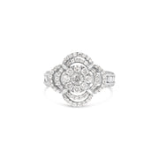 Bids.com 14K White Gold 1.0 Cttw Round & Baguette Cut Diamond Floral Cluster Quatrefoil Channel Set Band Cocktail Statement Ring (H-I Color, SI2-I1 Clarity) - Size 6-3/4 Rings White Smoke 7 / White.Gold,7.25 / White.Gold,6.75 / White.Gold