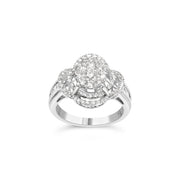 Bids.com 14K White Gold 1.0 Cttw Round & Baguette Cut Diamond Floral Cluster Quatrefoil Channel Set Band Cocktail Statement Ring (H-I Color, SI2-I1 Clarity) - Size 6-3/4 Rings White Smoke 7 / White.Gold,7.25 / White.Gold,6.75 / White.Gold