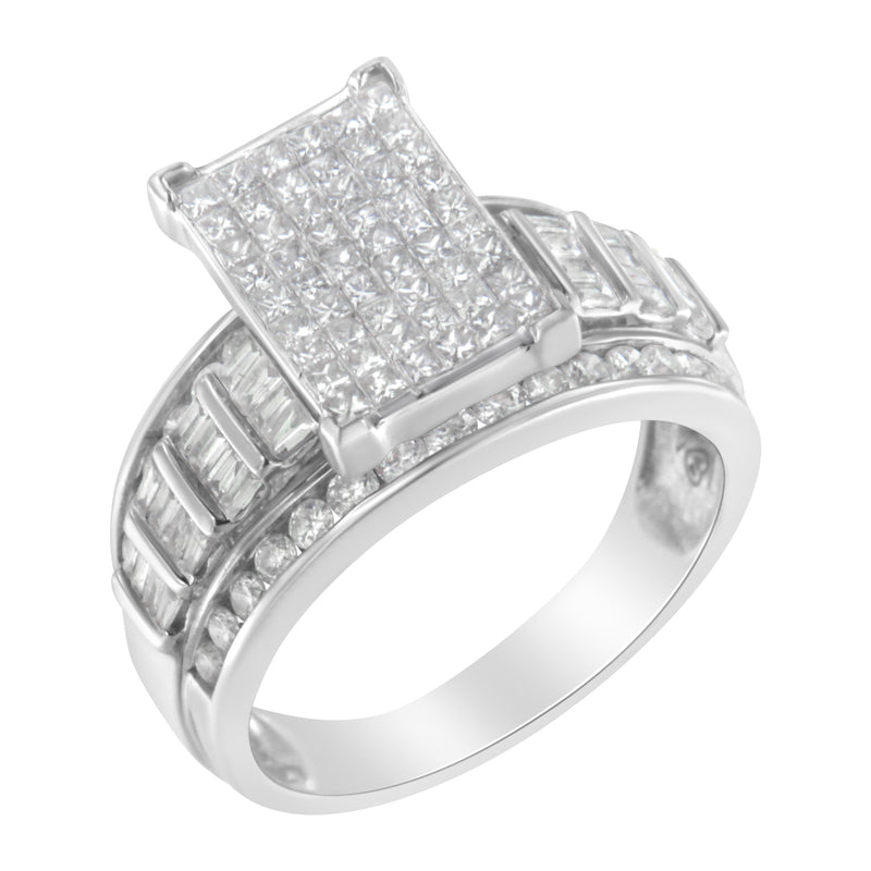 Bids.com 14K White Gold 2.0 Cttw Mixed-Cut Diamond Rectangle Invisible-Set Composite Cluster Ring with Bar- and Channel-Set Band (H-I Color, SI2-I1 Clarity) - Size 5 Rings White Smoke 9.5 / White.Gold,7.5 / 14k White Gold,5 / White.Gold,7 / White.Gold