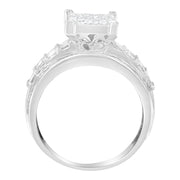 Bids.com 14K White Gold 2.0 Cttw Mixed-Cut Diamond Rectangle Invisible-Set Composite Cluster Ring with Bar- and Channel-Set Band (H-I Color, SI2-I1 Clarity) - Size 5 Rings White Smoke 9.5 / White.Gold,7.5 / 14k White Gold,5 / White.Gold,7 / White.Gold