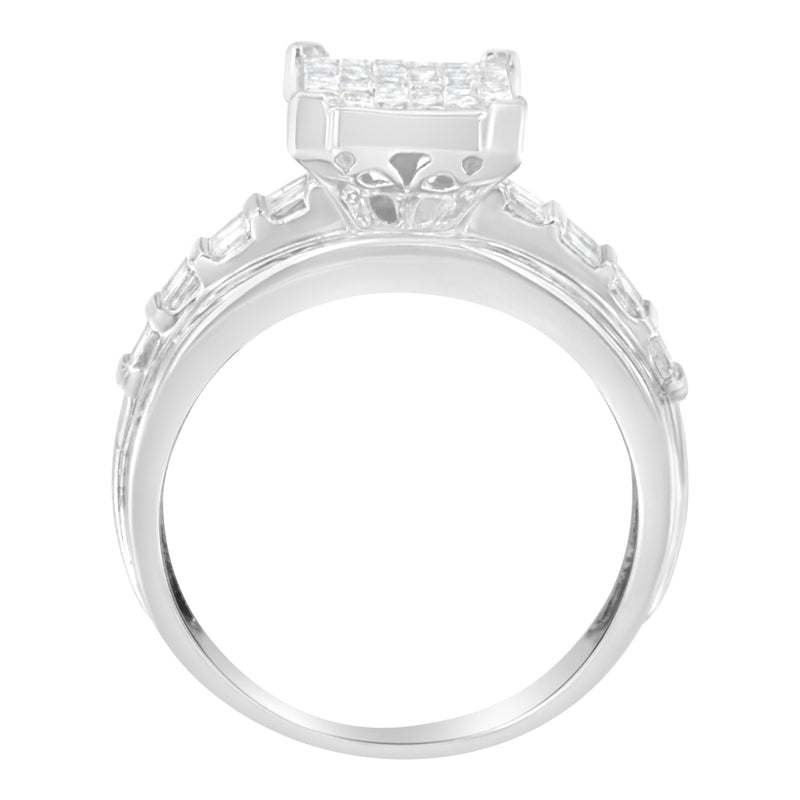 Bids.com 14K White Gold 2.0 Cttw Mixed-Cut Diamond Rectangle Invisible-Set Composite Cluster Ring with Bar- and Channel-Set Band (H-I Color, SI2-I1 Clarity) - Size 5 Rings White Smoke 9.5 / White.Gold,7.5 / 14k White Gold,5 / White.Gold,7 / White.Gold