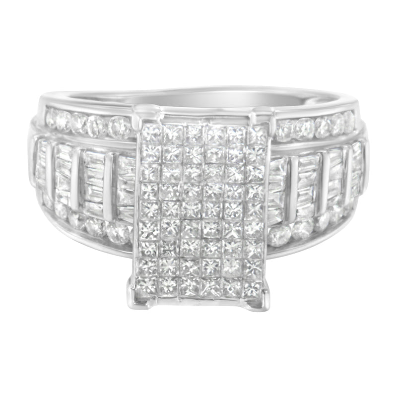 Bids.com 14K White Gold 2.0 Cttw Mixed-Cut Diamond Rectangle Invisible-Set Composite Cluster Ring with Bar- and Channel-Set Band (H-I Color, SI2-I1 Clarity) - Size 5 Rings White Smoke 9.5 / White.Gold,7.5 / 14k White Gold,5 / White.Gold,7 / White.Gold