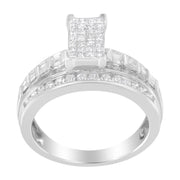 Bids.com 14K White Gold 1.0 Cttw Mixed-Cut Diamond Rectangle Invisible-Set Composite Cluster Ring with Bar- and Channel-Set Band (H-I Color, SI2-I1 Clarity) - Size 7 Rings White Smoke 7.25 / 14k White Gold,7 / White.Gold