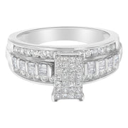 Bids.com 14K White Gold 1.0 Cttw Mixed-Cut Diamond Rectangle Invisible-Set Composite Cluster Ring with Bar- and Channel-Set Band (H-I Color, SI2-I1 Clarity) - Size 7 Rings White Smoke 7.25 / 14k White Gold,7 / White.Gold