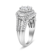 Bids.com 14K White Gold 1 1/2 Cttw Diamond Floral Cluster and Studded Shank Halo Ring (H-I Color, SI2-I1 Clarity) - Ring Size 7 Rings White Smoke 7 / White.Gold