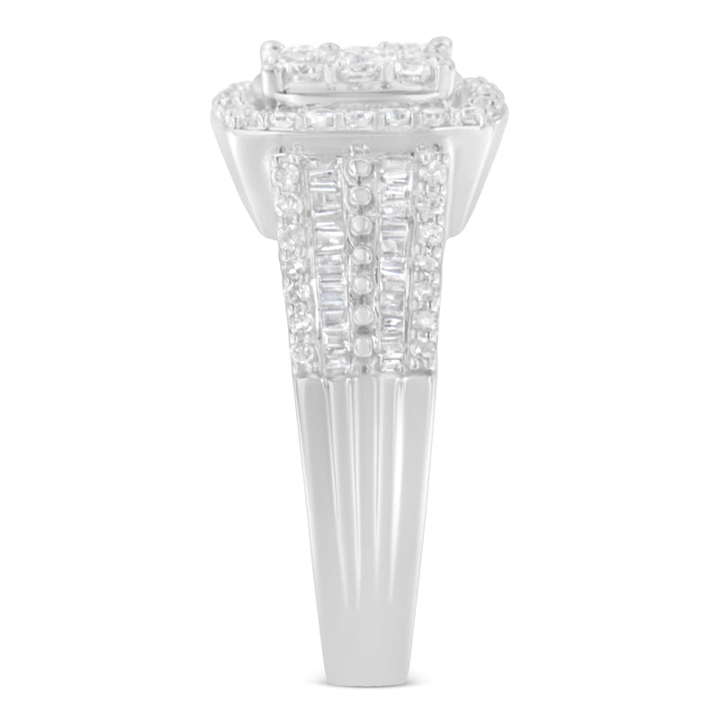Bids.com 10K White Gold Diamond Cluster Ring (1 Cttw, H-I Color, I1-I2 Clarity) - Size 6-3/4 Rings White Smoke 7 / White.Gold,7.25 / White.Gold,6.75 / White.Gold