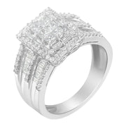 Bids.com 10K White Gold Diamond Cluster Ring (1 cttw, H-I Color, I1-I2 Clarity) Rings White Smoke 7 / White.Gold