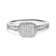 Bids.com .925 Sterling Silver 1/4 Cttw Princess-cut Diamond Composite Ring with Beaded Halo (H-I Color, SI1-SI2 Clarity) - Size 7 Rings White Smoke 7 / White.Sterling Silver,5 / White.Sterling Silver,8 / White.Sterling Silver,6 / White.Sterling Silver,9 / White.Sterling Silver,10 / White.Sterling Silver,11 / White.Sterling Silver,12 / White.Sterling Silver