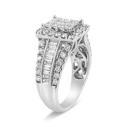 Bids.com 14K White Gold 2.00 Cttw Composite Head with Halo and Side Stones Diamond Ring (H-I Color, SI1-SI2 Clarity) - Ring Size 7 Rings White Smoke 7 / White.Gold