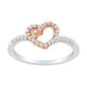 Bids.com 10K Two Toned Gold Diamond Heart Cocktail Ring (1/5 Cttw, H-I Color, I1-I2 Clarity) - Size 6-1/2 Rings White Smoke 6 / WhiteRose.Gold,8 / WhiteRose.Gold,7.5 / WhiteRose.Gold,7 / WhiteRose.Gold,6.5 / WhiteRose.Gold