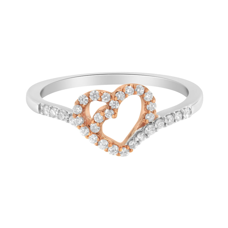Bids.com 10K Two Toned Gold Diamond Heart Cocktail Ring (1/5 Cttw, H-I Color, I1-I2 Clarity) - Size 6-1/2 Rings White Smoke 6 / WhiteRose.Gold,8 / WhiteRose.Gold,7.5 / WhiteRose.Gold,7 / WhiteRose.Gold,6.5 / WhiteRose.Gold