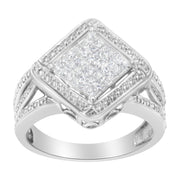 Bids.com .925 Sterling Silver 2/5 Cttw Princess Cut Diamond Square On Point Cluster Composite Cocktail Ring (H-I Color, SI1-SI2 Clarity) - Size 6 Rings White Smoke 8 / White.Sterling Silver,7.5 / White.Sterling Silver,6 / White.Sterling Silver,7.25 / White.Sterling Silver,7 / White.Sterling Silver,6.5 / White.Sterling Silver