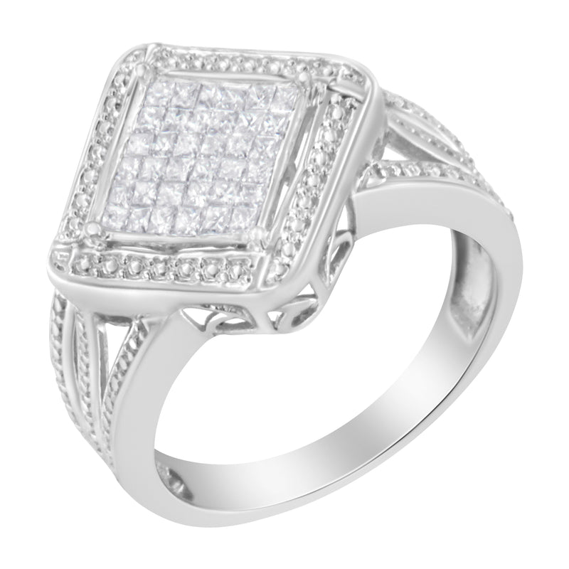 Bids.com .925 Sterling Silver 2/5 Cttw Princess Cut Diamond Square On Point Cluster Composite Cocktail Ring (H-I Color, SI1-SI2 Clarity) - Size 6 Rings White Smoke 8 / White.Sterling Silver,7.5 / White.Sterling Silver,6 / White.Sterling Silver,7.25 / White.Sterling Silver,7 / White.Sterling Silver,6.5 / White.Sterling Silver