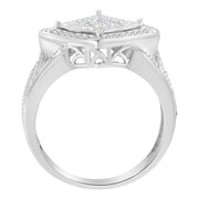Bids.com .925 Sterling Silver 2/5 Cttw Princess Cut Diamond Square On Point Cluster Composite Cocktail Ring (H-I Color, SI1-SI2 Clarity) - Size 6 Rings White Smoke 8 / White.Sterling Silver,7.5 / White.Sterling Silver,6 / White.Sterling Silver,7.25 / White.Sterling Silver,7 / White.Sterling Silver,6.5 / White.Sterling Silver