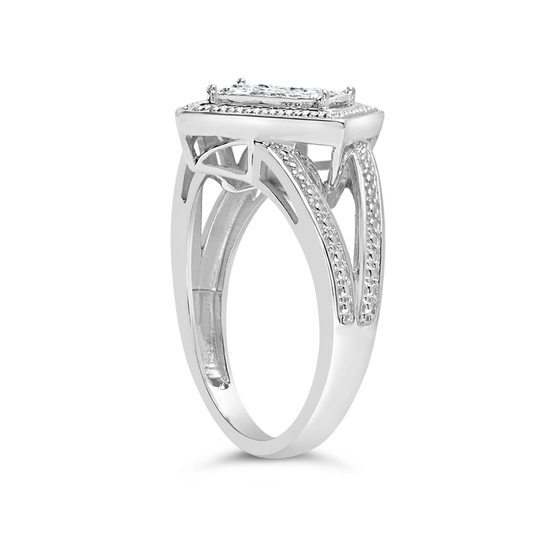 Bids.com .925 Sterling Silver 1/3 Cttw Invisible Set Princess-Cut Diamond Rhombus and Beaded Halo Ring (H-I Color, SI1-SI2 Clarity) - Ring Size 7 Rings White Smoke 7 / Sterling Silver,7 / White.Sterling Silver,6 / White.Sterling Silver,8 / White.Sterling Silver