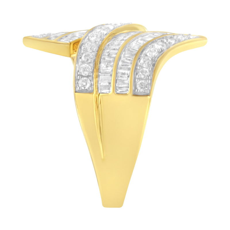 Bids.com 10K Yellow Gold Diamond Bypass Ring (1 1/7 Cttw, I-J Color, I1-I2 Clarity) - Size 5 Rings White Smoke 7 / Yellow.Gold,10 / Yellow.Gold,8 / Yellow.Gold,7.5 / Yellow.Gold,5 / Yellow.Gold