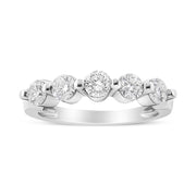 Bids.com 14K White Gold 1.00 Cttw Brilliant Round Cut Diamond 5-Stone Band Ring (H-I Color, SI2-I1 Clarity) - Ring Size 7 Rings White Smoke 7 / White.Gold