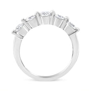 Bids.com 14K White Gold 1.00 Cttw Brilliant Round Cut Diamond 5-Stone Band Ring (H-I Color, SI2-I1 Clarity) - Ring Size 7 Rings White Smoke 7 / White.Gold