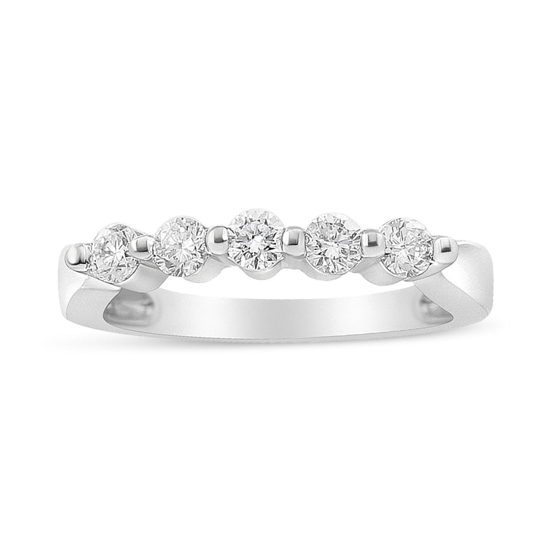 Bids.com 14K White Gold 1/2 Cttw Round-Cut 5-Stone Diamond Ring (H-I Color, SI1-SI2 Clarity) Size 7 Rings White Smoke 7 / White.Gold