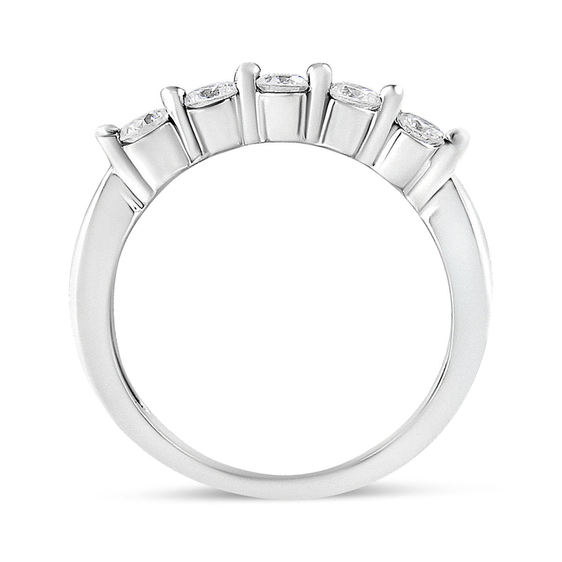 Bids.com 14K White Gold 1/2 Cttw Round-Cut 5-Stone Diamond Ring (H-I Color, SI1-SI2 Clarity) Size 7 Rings White Smoke 7 / White.Gold
