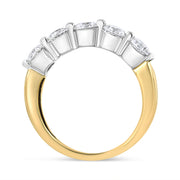 Bids.com 14K White and Yellow Gold 1 1/2 Cttw 2 Prong Cup Set Round-Cut Diamond 5 Stone Ring Band (H-I Color, SI2-I1 Clarity) - Ring Size 7 Rings White Smoke 7 / YellowWhite.Gold