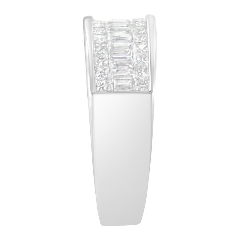 Bids.com 14K White Gold Princess and Baguette-cut Diamond Ring (1.0 Cttw, H-I Color, VS2-SI1 Clarity) - Size 6 Rings Light Gray 7 / White.Gold,6 / White.Gold