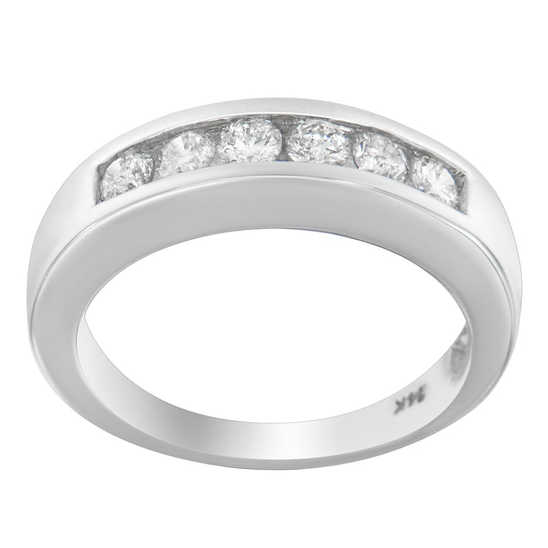 Bids.com 14K White Gold 3/4ct. TDW Diamond Channel Band Ring (H-I, I1-I2) Rings White Smoke 7 / White.Gold