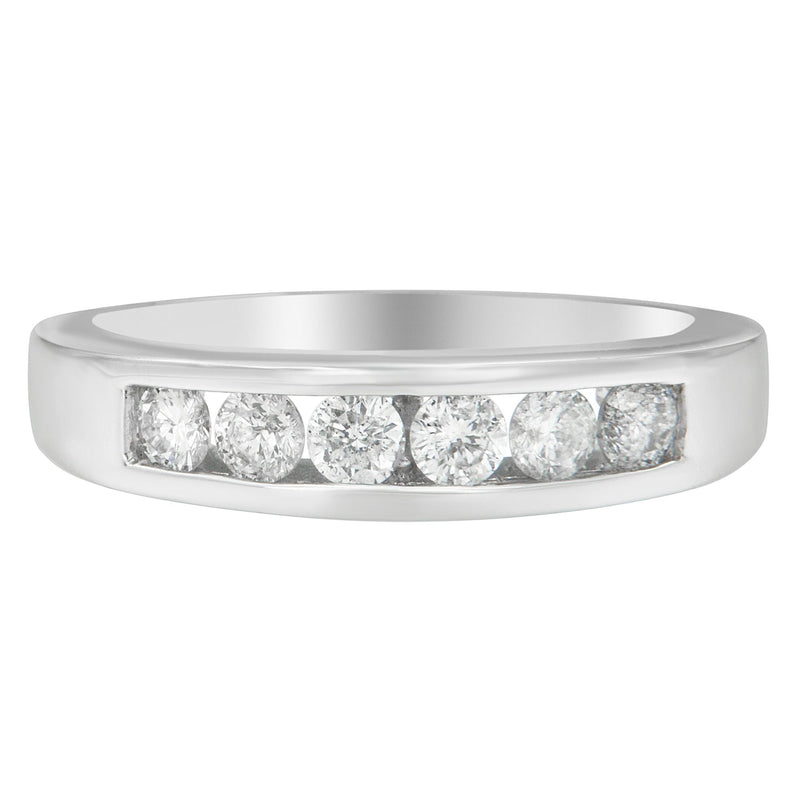 Bids.com 14K White Gold 3/4ct. TDW Diamond Channel Band Ring (H-I, I1-I2) Rings Light Gray 7 / White.Gold