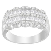 Bids.com 14K White Gold 1 1/7ct. TDW Round and Princess-Cut Diamond Ring(H-I, SI2-I1) Rings White Smoke 6.75 / White.Gold