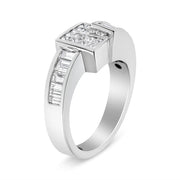 Bids.com 14K White Gold 1 1/2 Cttw Invisible-Set Princess and Channel-Set Baguette Diamond Geometric Bypass Ring Band (G-H Color, SI2-I1 Clarity) - Ring Size 7 Rings White Smoke 7 / White.Gold
