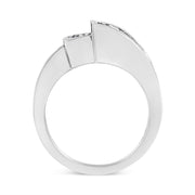 Bids.com 14K White Gold 1 1/2 Cttw Invisible-Set Princess and Channel-Set Baguette Diamond Geometric Bypass Ring Band (G-H Color, SI2-I1 Clarity) - Ring Size 7 Rings White Smoke 7 / White.Gold