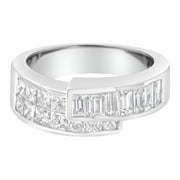 Bids.com 14K White Gold 2.0 Cttw Channel-Set Princess and Baguette-Cut Diamond Bypass Ring Band (G-H Color, SI1-SI2 Clarity) - Ring Size 6.5 Rings Light Gray 6.5 / White.Gold