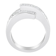 Bids.com 14K White Gold 2.0 Cttw Channel-Set Princess and Baguette-Cut Diamond Bypass Ring Band (G-H Color, SI1-SI2 Clarity) - Ring Size 6.5 Rings White Smoke 6.5 / White.Gold