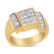 Bids.com 14K Yellow Gold 1 5/8 Cttw Invisible-Set Princess and Baguette Diamond Cocktail Band Ring Rings White Smoke 7 / Yellow.Gold