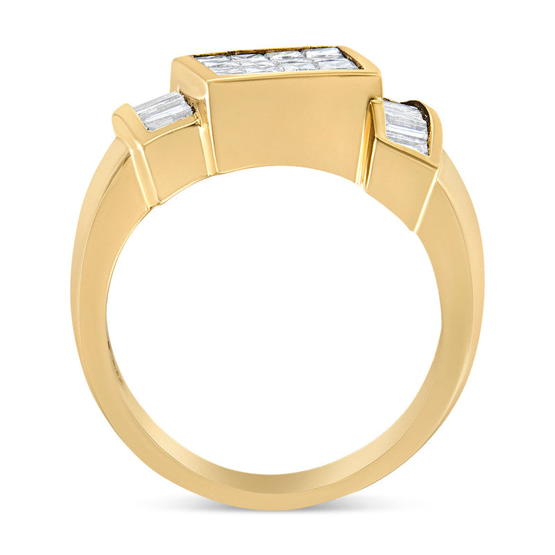 Bids.com 14K Yellow Gold 1 5/8 Cttw Invisible-Set Princess and Baguette Diamond Cocktail Band Ring Rings White Smoke 7 / Yellow.Gold