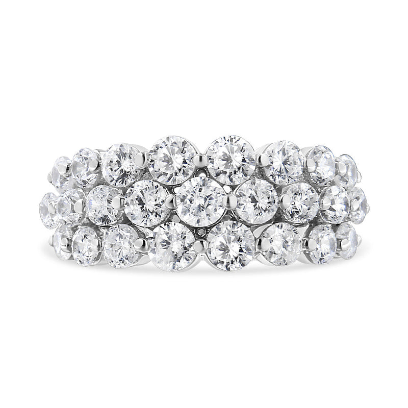 Bids.com 10K White Gold 2 1/2 Cttw Round Natural Diamond 3 Row Band Ring (I-J Color, I1-I2 Clarity) - Ring Size 7 Rings White Smoke 9 / White.Gold,6 / White.Gold,8 / White.Gold,7 / White.Gold