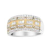 Bids.com 10K White and Yellow Gold 1.00 Cttw Baguette and Round cut Diamond Art Deco Multi-Row Ring Band (I-J Color, I1-I2 Clarity) - Ring Size 7 Rings White Smoke 9 / YellowWhite.Gold,8 / YellowWhite.Gold,6 / YellowWhite.Gold,7 / YellowWhite.Gold