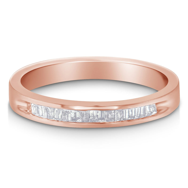 Bids.com 10K Rose Gold over .925 Sterling Silver 1/5 Cttw Diamond Channel-Set Stackable Band Ring (H-I Color, I1-I2 Clarity) - Size 6 3/4 Rings White Smoke 7.25 / Rose.Sterling Silver,7 / Rose.Sterling Silver,6.75 / Rose.Sterling Silver