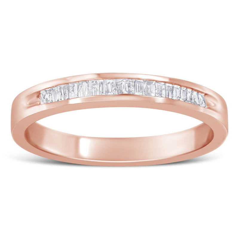 Bids.com 10K Rose Gold over .925 Sterling Silver 1/5 Cttw Diamond Channel-Set Stackable Band Ring (H-I Color, I1-I2 Clarity) - Size 6 3/4 Rings White Smoke 7.25 / Rose.Sterling Silver,7 / Rose.Sterling Silver,6.75 / Rose.Sterling Silver