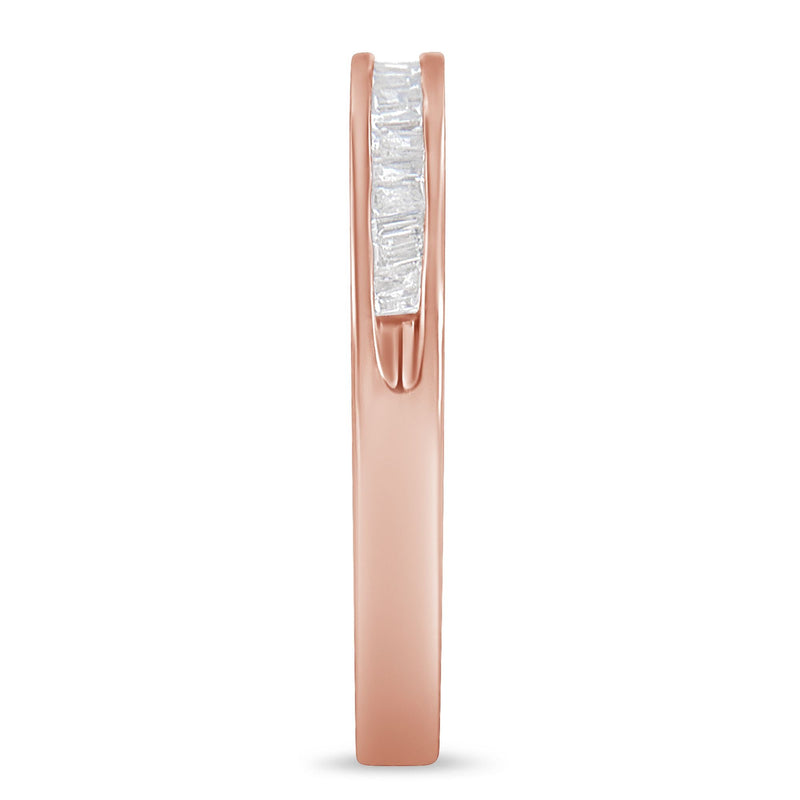 Bids.com 10K Rose Gold over .925 Sterling Silver 1/5 Cttw Diamond Channel-Set Stackable Band Ring (H-I Color, I1-I2 Clarity) - Size 6 3/4 Rings White Smoke 7.25 / Rose.Sterling Silver,7 / Rose.Sterling Silver,6.75 / Rose.Sterling Silver