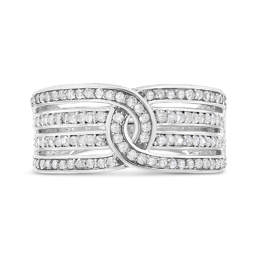 Bids.com .925 Sterling Silver 1/2 Cttw Diamond Multi-Row Bypass Band Ring (I-J Color, I3 Clarity) - Size 7 Rings Gray 7 / White.Sterling Silver,6 / White.Sterling Silver,8 / White.Sterling Silver,5 / White.Sterling Silver,10 / White.Sterling Silver,9 / White.Sterling Silver