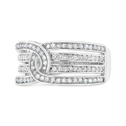 Bids.com .925 Sterling Silver 1/2 Cttw Diamond Multi-Row Bypass Band Ring (I-J Color, I3 Clarity) - Size 7 Rings Light Gray 7 / White.Sterling Silver,6 / White.Sterling Silver,8 / White.Sterling Silver,5 / White.Sterling Silver,10 / White.Sterling Silver,9 / White.Sterling Silver