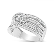 Bids.com .925 Sterling Silver 1/2 Cttw Diamond Multi-Row Bypass Band Ring (I-J Color, I3 Clarity) - Size 7 Rings White Smoke 7 / White.Sterling Silver,6 / White.Sterling Silver,8 / White.Sterling Silver,5 / White.Sterling Silver,10 / White.Sterling Silver,9 / White.Sterling Silver