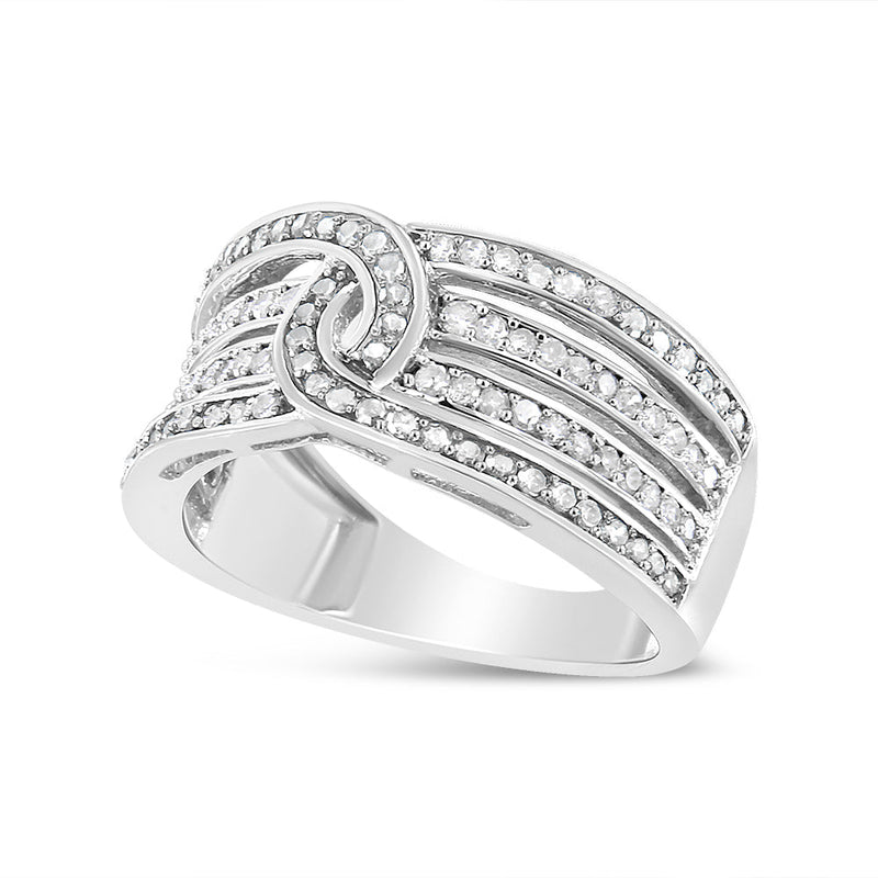 Bids.com .925 Sterling Silver 1/2 Cttw Diamond Multi-Row Bypass Band Ring (I-J Color, I3 Clarity) - Size 7 Rings White Smoke 7 / White.Sterling Silver,6 / White.Sterling Silver,8 / White.Sterling Silver,5 / White.Sterling Silver,10 / White.Sterling Silver,9 / White.Sterling Silver